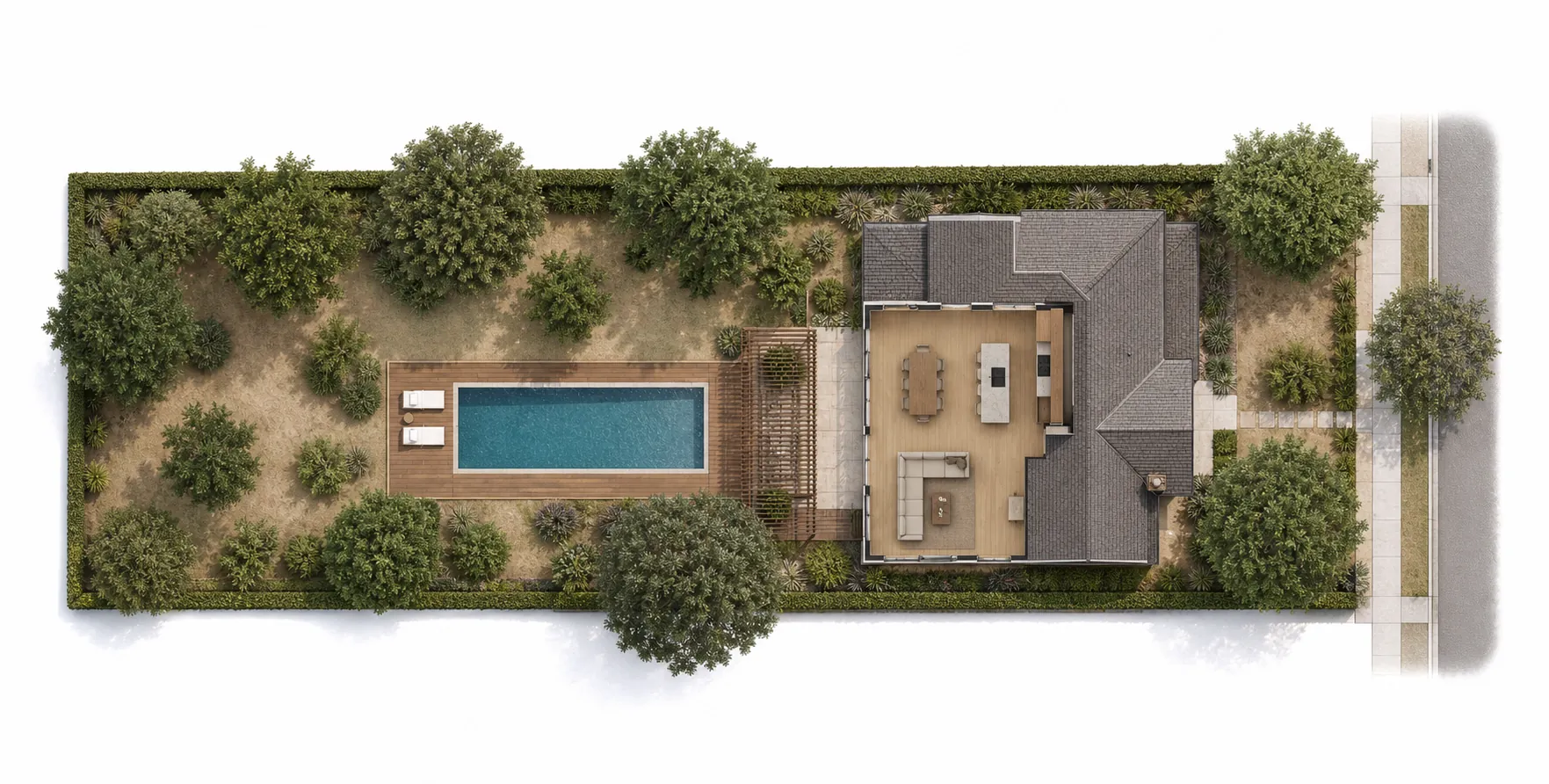 Rendered site plan of the worked example lot on 1952 Waverley St